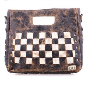 Bed Stu Checkered Leather Crossbody Bag